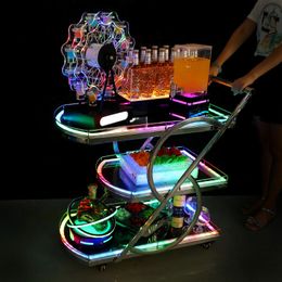 Bar KTV Luminous Drinks Trolley Night Show Wine Food Delivery Van Birthday Cake Car Led Mobile Trolley