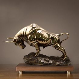 NEW Golden Wall Bull Figurine Street Sculptu cold cast copperMarket Home Decoration Gift for Office Decoration Craft Ornament223z