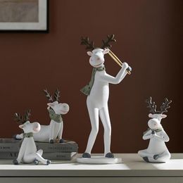 Nordic Modern Lovely Wind Yoga Deer Ornament Model Creative Elk Resin Statue Crafts Living Room Desktop Home Decoration Decorative201s