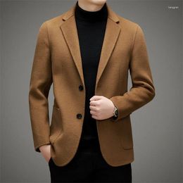 Men's Suits Sheep Wool Blazer 2023 Autumn & Winter Simple Fashion Jacket Male Slim Single Breasted Cashmere Coat