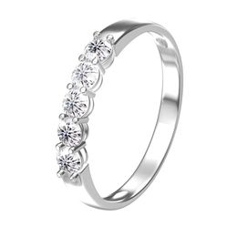 AEAW 14k White Gold 0 1ct m Total 0 5ctw DF Round Cut Engagement&Wedding Lab Grown Diamond Band Ring for Women 2202282628