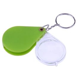 wholesale 10X Magnifying Glass Folding Magnifier Handheld Glass Lens Plastic Portable Keychain Loupe Green Orange ZZ