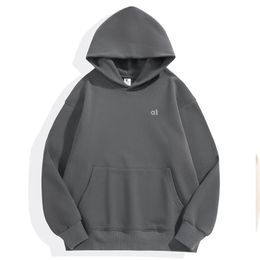 Mens Hoodies Sweatshirts Yoga Outfits Al Hooded Sweatshirt Heavy Weight Double Take Oversized Warm Fleece City Sweat Pullover Silver on Chest Loose