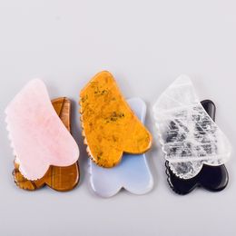 Rose Quartz Crystal Facial Massage Gua Sha Tool Natural Carnelian Guasha with teeth For Face Jade Stone Massage Agate Guasha Board Beauty Products