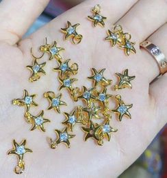 Chains 2pcs Star Charm For Bracelet Gold Plated Copper CZ Crystal Jewellery Necklace Earring Making Accessories Dsf3s