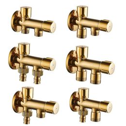 Angle s G12 Golden Oneintwoout Threeway Dual Switch Control Multifunction Toilet Brass Triangle Faucet 231205