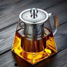 350 550 750 950ML Borosilicate Glass Teapot Heat Resistant Square Infuser Filter Milk Oolong Flower Pot 210813269D