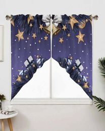 Curtain Christmas Fir Branch Bells Window Curtains For Living Room Kitchen Drapes Home Decor Triangular