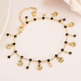 New Korean Fashion Fine gold GF Black CZ Unlimited Charm Multi-element Bracelet lengthen Size length Anklet Summer Style236z