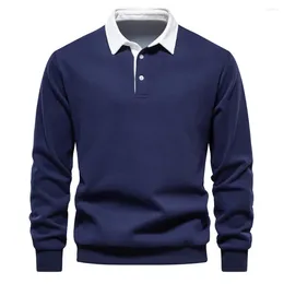 Men's Hoodies 2023 Autumn Winter Fashion Design Polo Neck Sweatshirts Men Casual Social Wear Quality Cotton Male