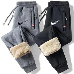 Men's Tracksuits Winter Lambswool Warm Casual Pants Fitness Jogging Sweatpants Male Solid Drawstring Bottoms Fleece Straight Trousers M 5Xl 231205