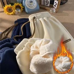 Men's Pants Women Winter Thick Plush Sport 2023 Drawstring Elastic Waist Harem Woman Keep Warm Casual Sweatpants