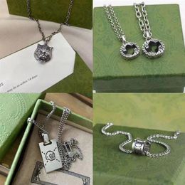 High Quality designer jewelry necklace 925 silver chain mens womens Pendant skull tiger with letter designer necklaces fashion gif236x