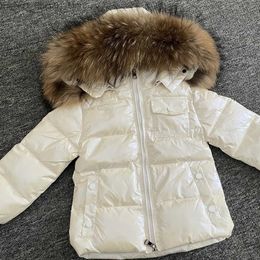 Down Coat Kids Down Jacket Fashion Brand Design Raccoon Fur Toddler Parka Baby Boy Girl Hooded Coat Children's Winter Warm Snowsuit Q231205