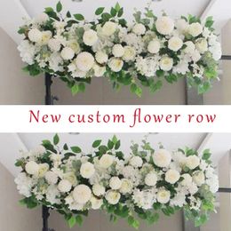 Decorative Flowers Wreaths 100CM Road Cited Artificial Flower Row Wedding Supply Rose Peony Wall Iron Arch Backdrop Arrangement Arch Fake Flowers Decor DIY 231205