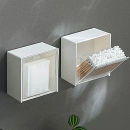 Storage Holders Racks Plastic Wall Mounted Boxes Dustproof Bathroom Organizer for Cotton Swabs Makeup Adhesive Small Jewelry Holder Box 231205