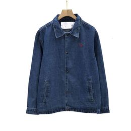 Amis Designer Denim Jacket Top Quality Autumn/Winter New Product Embroidered Small Love Side Pocket Denim Coat Couple Style