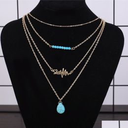 Pendant Necklaces Gold Layered Long Charms Necklace Collier Statement Drop Delivery Jewellery Pendants Dhoq8