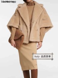 Alpaca Coat Maxmaras Wool Coat Same Material M breasted Short MAX2023 Autumn/Winter New