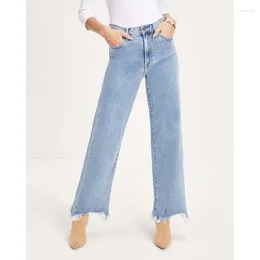 Women's Jeans Baggy Women Tassel Straight Pants Blue Streetwear Trouser Wide-legged Clothes High Waisted Korean