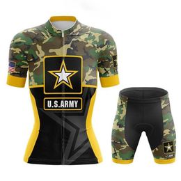 2022 US Army Women Cycling Jersey Set Bike Clothing Breathable Anti-UV Bicycle Wear Short Sleeve Bicycle Clothes225k