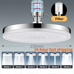 Bathroom Shower Heads 6 Modes Rainfall Head High Pressure Top Rain Faucet Accessories 231205