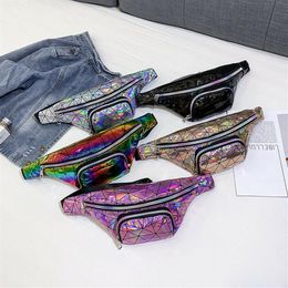 Cool shiny Fanny pack hip hop women's waist bag new plaid fashion chest bag purse318p