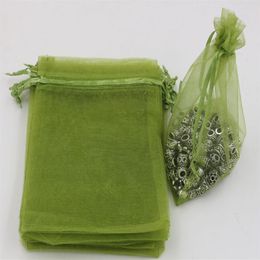 100Pcs Army Green Organza Jewelry Gift Pouch Bags For Wedding favors beads jewelry 7x9cm 9X11cm 13 x 18 cm Etc 365301p