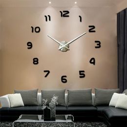 3D DIY Wall Clock Modern Design Saat Reloj De Pared Metal Art Clock Living Room Acrylic Mirror Watch Horloge Murale175S