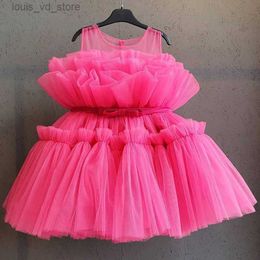 Girl's Dresses Newborn Girl Christmas Pink Princess Dress Toddler Wedding Birthday Tulle Tutu Barbi Evening Party Prom Clothing 1-5Y Vestidos T240415