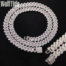 13mm 20mm Gold Bling Diamond Cuban Link Chain Necklace Choker for Men Iced Out 2 Tone Pink 5A CZ Cubic Zirconia Curb Chains Miami 213K
