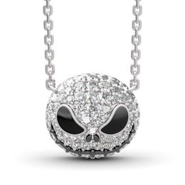 Nightmare before Christmas Skeleton Necklace Jack Skull Crystals Pendant Women Witch Necklace Goth Gothic Jewelry Whole J1218284s