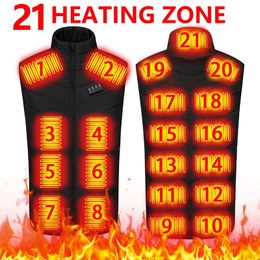 Mens Vests 21 Areas Heated Vest Men Women Jacket Winter USB Heating Self Thermal Down Warmth 231204