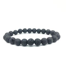 Beaded 8Mm Black Lava Stone Beads Bracelet Diy Rock Essential Oil Diffuser For Women Drop Delivery Jewelry Bracelets Dhses