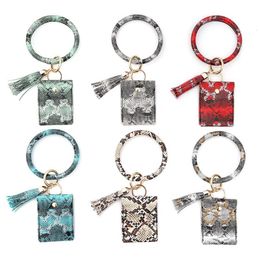 Card Bag Bracelet Keychain Wristlet Jewelry Snake PU Leather Tassel Coin Purse Bangle Car Keys Holder Fashion Round Keyring Ring C317e