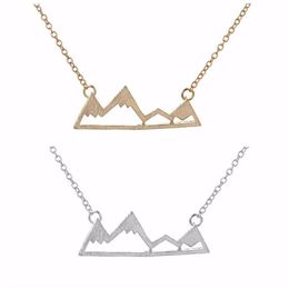 Fashionable mountain peaks pendant necklace geometric landscape character necklaces electroplating silver plated necklaces gift fo2663