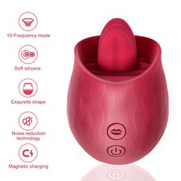 Sex Toy Massager Sexy Rose Tongue Vibrators for Women Clitoris Sucker Nipple Vaginal Anal Licks Female Products Toys Shop