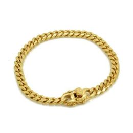 Mens ANTI-TARNISH Cuban Miami Link 8 Bracelet 18k Gold Over Stainless Steel 6mm215A