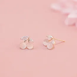 Stud Earrings Korean Style Cute Sweet Crystal Cherry 2023 Temperament Exquisite Fashion Jewelry For Women Girls Accessories