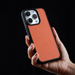 Original Melkco Genuine Cowhide Leather Case for iPhone 15 15 Pro Max Plus Retro Business Cover