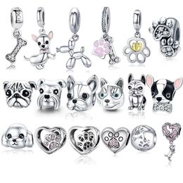 925 Sterling Silver A Dog 's Storey Poodle Puppy French Bulldog Beads Charm Fit BISAER Charms Silver 925 Original Bracelet 2203214