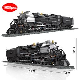 Diecast Model Technical Steam Locomotive The Big Boy Model Building Block City Railway Train Bricks Toys Gifts To Children Boy 231204