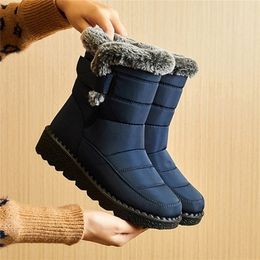 Boots Waterproof Winter Boots for Women Faux Fur Long Plush Snow Boots Woman Platform Ankle Boots Warm Cotton Couples Shoes 231122