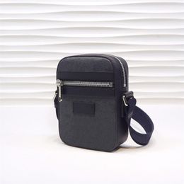Classic mini size messenger bags black grey canvas leather mens shoulder with box handbag crossbody bag 08244j