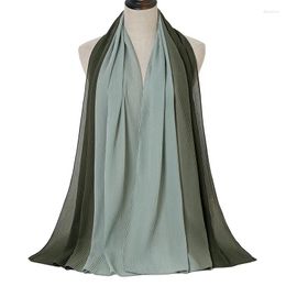 Scarves 2023 Chiffon Crumpled Solid Color Two-Tone Gradient Shawl Scarf Headcloth