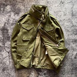 Men's Jackets American Retro Wear-resistant Pocket Workwear Hooded Fashion Military Green Casual Tactical Jacket Male Clothes