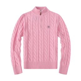 Luxury Men's Designer Men's Brand High Quality Sweater Knitted European Half High Neck Zipper Flip Collar Pullover Warm Casual Sweater