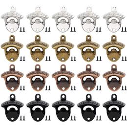 20 Pack Open Here Bottle Opener Wall Mounted Vintage Retro Zinc Alloy Beer OpenersTools Four Colors Combinations Bar Accessories X292D