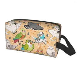 Cosmetic Bags Pet Birds Bag Women Kawaii Large Capacity Cockatiel Budgie Parrot Makeup Case Beauty Storage Toiletry