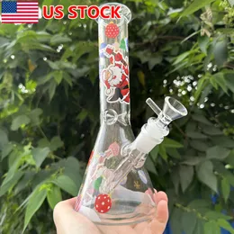 10 inch Smoking Hookah Christmas Glass Water Pipe Bong Santa Bubbler Bongs + Bowl